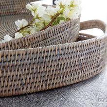 Load image into Gallery viewer, BURMA RATTAN OVAL SERVING TRAYS, SET OF 3
