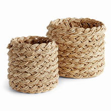 Load image into Gallery viewer, ABACA FRENCH BRAID STORAGE BASKETS ROUND, SET OF 2

