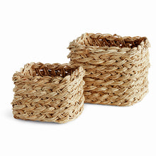 Load image into Gallery viewer, ABACA FRENCH BRAID STORAGE BASKETS SQUARE, SET OF 2
