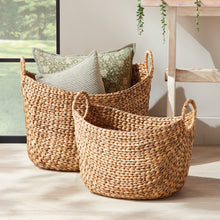 Load image into Gallery viewer, JOSETTE WATER HYACINTH BASKETS WITH HANDLES, SET OF 2

