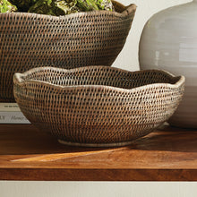 Load image into Gallery viewer, BURMA RATTAN SCALLOPED EDGE BOWL
