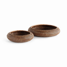 Load image into Gallery viewer, BURMA RATTAN SHALLOW DISPLAY BOWLS, SET OF 2
