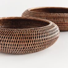 Load image into Gallery viewer, BURMA RATTAN SHALLOW DISPLAY BOWLS, SET OF 2
