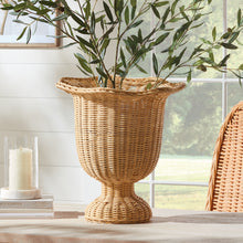 Load image into Gallery viewer, MYRA RATTAN SCALLOPED EDGE FOOTED URN
