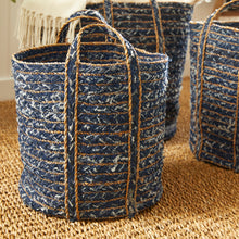 Load image into Gallery viewer, DENIM ROUND BASKETS, SET OF 3
