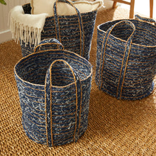 Load image into Gallery viewer, DENIM ROUND BASKETS, SET OF 3
