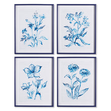 Load image into Gallery viewer, INDIGO WATERCOLOR BOTANICAL PRINTS, SET OF 4
