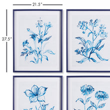 Load image into Gallery viewer, INDIGO WATERCOLOR BOTANICAL PRINTS, SET OF 4
