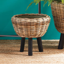 Load image into Gallery viewer, WOVEN RATTAN DRY BASKET PLANT RISER 17"
