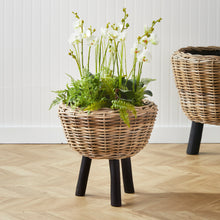 Load image into Gallery viewer, WOVEN RATTAN DRY BASKET PLANT RISER 17"
