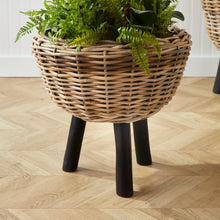 Load image into Gallery viewer, WOVEN RATTAN DRY BASKET PLANT RISER 17"
