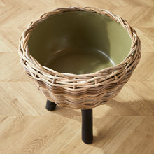 Load image into Gallery viewer, WOVEN RATTAN DRY BASKET PLANT RISER 17"
