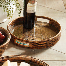 Load image into Gallery viewer, BURMA RATTAN ROUND SERVING TRAY

