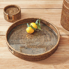 Load image into Gallery viewer, BURMA RATTAN ROUND SERVING TRAY
