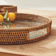 Load image into Gallery viewer, BURMA RATTAN ROUND SERVING TRAY

