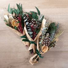 Load image into Gallery viewer, Petite Winter 12" Bouquet: Gold Leaf &amp; Willow Eucalyptus
