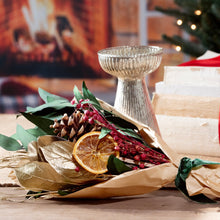 Load image into Gallery viewer, Petite Winter 12" Bouquet: Gold Leaf &amp; Willow Eucalyptus
