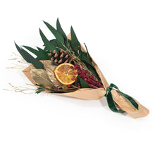 Load image into Gallery viewer, Petite Winter 12" Bouquet: Gold Leaf &amp; Willow Eucalyptus
