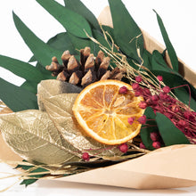 Load image into Gallery viewer, Petite Winter 12" Bouquet: Gold Leaf &amp; Willow Eucalyptus
