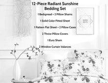 Load image into Gallery viewer, Bedding Bed in a Bag Bundle Set - Radiant Sunshine Yellow Hummingbirds Floral Bedding Set (JHW-925)
