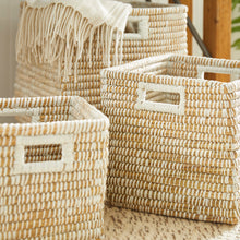 Load image into Gallery viewer, RIVERGRASS SQUARE BASKETS WITH HANDLES, SET OF 3
