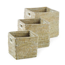 Load image into Gallery viewer, RIVERGRASS SQUARE BASKETS WITH HANDLES, SET OF 3
