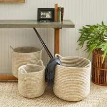 Load image into Gallery viewer, RIVERGRASS ROUND BASKETS WITH HANDLES, SET OF 3
