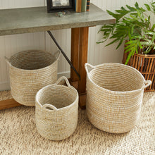 Load image into Gallery viewer, RIVERGRASS ROUND BASKETS WITH HANDLES, SET OF 3
