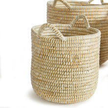 Load image into Gallery viewer, RIVERGRASS ROUND BASKETS WITH HANDLES, SET OF 3
