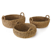Load image into Gallery viewer, SEAGRASS SHALLOW BASKETS WITH HANDLES, SET OF 3
