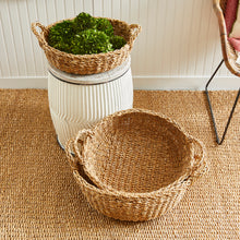 Load image into Gallery viewer, SEAGRASS SHALLOW BASKETS WITH HANDLES, SET OF 3

