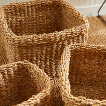 Load image into Gallery viewer, SEAGRASS SQUARE BASKETS WITH CUFFS, SET OF 3
