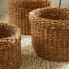 Load image into Gallery viewer, SEAGRASS ROUND BASKETS WITH CUFFS, SET OF 3
