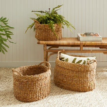 Load image into Gallery viewer, SEAGRASS OVAL BASKETS WITH HANDLES, SET OF 3
