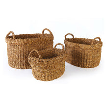Load image into Gallery viewer, SEAGRASS OVAL BASKETS WITH HANDLES, SET OF 3
