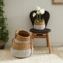 Load image into Gallery viewer, SEAGRASS ROUND BASKETS WITH HANDLES, SET OF 3
