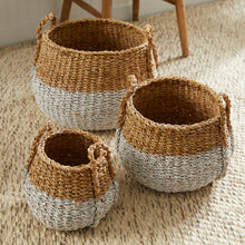 Load image into Gallery viewer, SEAGRASS ROUND BASKETS WITH HANDLES, SET OF 3
