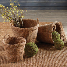 Load image into Gallery viewer, SEAGRASS TAPERED BASKETS WITH HANDLES, SET OF 3
