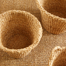 Load image into Gallery viewer, SEAGRASS TAPERED BASKETS WITH HANDLES, SET OF 3

