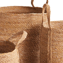 Load image into Gallery viewer, SEAGRASS ROUND BASKETS WITH LONG HANDLES, SET OF 3
