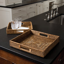 Load image into Gallery viewer, BURMA RATTAN SQUARE TABLE TRAYS, SET OF 2
