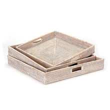 Load image into Gallery viewer, BURMA RATTAN OTTOMAN TRAYS, SET OF 3
