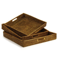 Load image into Gallery viewer, BURMA RATTAN OTTOMAN TRAYS, SET OF 3
