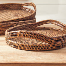 Load image into Gallery viewer, BURMA RATTAN OVAL SERVING TRAYS, SET OF 3
