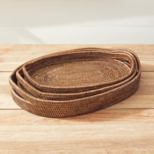 Load image into Gallery viewer, BURMA RATTAN OVAL SERVING TRAYS, SET OF 3
