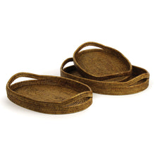 Load image into Gallery viewer, BURMA RATTAN OVAL SERVING TRAYS, SET OF 3
