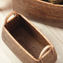 Load image into Gallery viewer, BURMA RATTAN NARROW MAGAZINE BASKETS, SET OF 2
