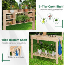 Load image into Gallery viewer, Large Garden Potting Bench Table with Display Rack and Hidden Sink-Natural
