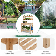 Load image into Gallery viewer, Large Garden Potting Bench Table with Display Rack and Hidden Sink-Natural
