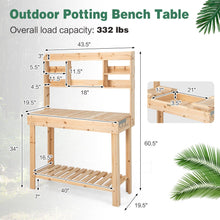 Load image into Gallery viewer, Large Garden Potting Bench Table with Display Rack and Hidden Sink-Natural
